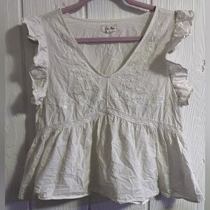 Love Notes White Embroidered Peplum Blouse